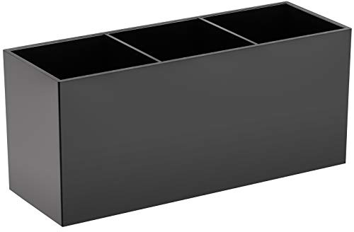 Tbestmax Makeup Brush Holder Organizer Cosmetic Brushes Container Storage 3 Slots - Great for Vanity (Black)