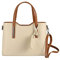 OBC Made IN Italy Damen Echt Leder Tasche Business Shopper Schultertasche Handtasche Ledertasche Umhängetasche Rindsleder Freizeittasche Beige-Braun