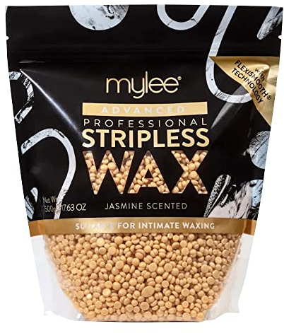 Mylee Advanced Stripless Wax 500g [Jasmine] Professional Hard Wax Beads, Painless Hair Removal, No Strips Needed, Peelable Hot Wax for Hair Removal, Full Body, Face, Bikini, Brazilian, Hollywood
