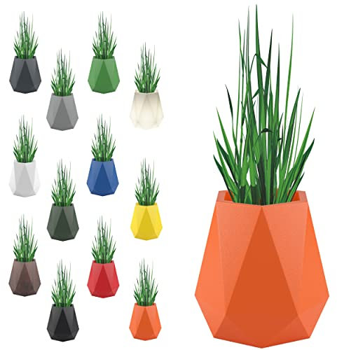 Monumo® Pot de fleurs décoratif XXL avec bac intérieur - Résistant aux intempéries - Support pour jardin et balcon - Vase moderne - Flavi - Orange