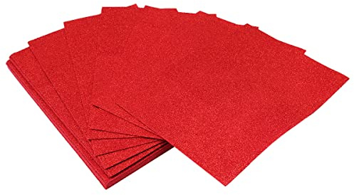 Namvo 20 st A4 glitterpapper kartong, gnistrande 250gsm glitterf?rg kartong papper hantverkskort ark f?r DIY hantverksdekoration R?d