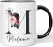 JUNIWORDS Tasse, Melanie, Name Anfangsbuchstabe Initial Alphabet Floral Buchstabe M Monogramm Motiv, Schwarz (5588093)
