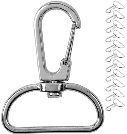 Moschettone Con Chiusura a Vite - 12 Pezzi, Anello a D da 25 mm, Gancio Con Anello Girevole a 360°, Fibbia in Metallo per Fai Da Te, Tracolla