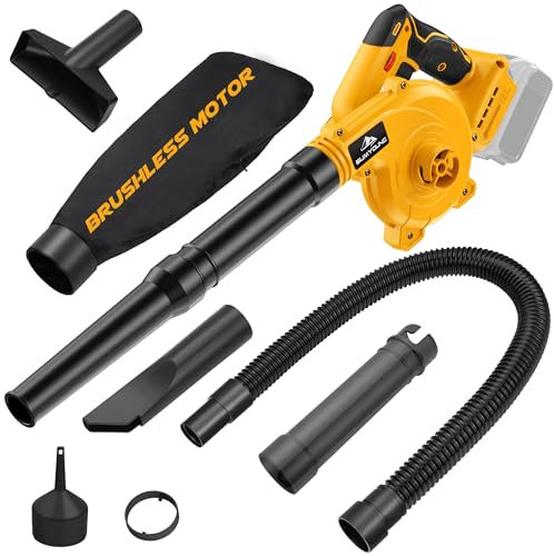 Souffleur de feuilles sans fil pour batterie Dewalt 20 V Max, souffleur électrique de chantier avec moteur sans balais, 6 vitesses variables jusqu'à 180 km/h, souffleur électrique et aspirateur 2 en 1