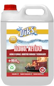 Viks | Alcohol de Quemar | Metanol | Alcohol Metílico 99,9% Maxima pureza | Disolvente Universal | Encendor bbq | Combustible barbacoas y chimeneas | 5 Litros