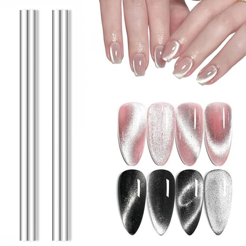 2 Pièces Outil Aimant Ongles pour Effet Oeil de Chat Parfait, Aimant Bâton Aimant Stylo Manucure Nail Art Outil pour l'art de Clou Polonais de Gel UV D'oeil de Chat