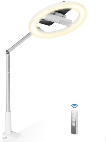 Viozon 10-Zoll LED Ringlicht mit Stativ Handy, Ausziehbarer, Clip-Halterung, Overhead Stativ, kompatibel mit 3,5–6,7 Zoll Handys, 3 Lichtmodi & 5 Helligkeitsstufen, geeignet für YouTube, TikTok