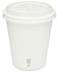 10oz Compostable Coffee Cups – Single Wall PLA-Lined Paper Cups for Hot Drinks – Biodegradable Eco-Friendly Disposable to-Go Cups with Lids – 50 Pack – Pure White