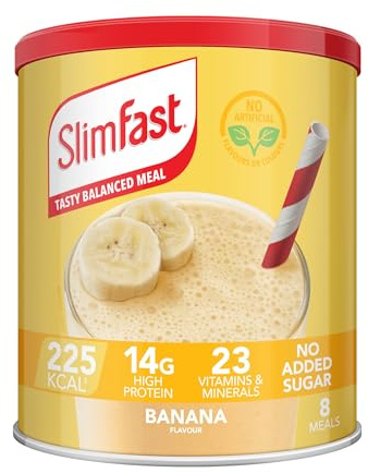 SlimFast • Meal Replacement Powder • Banana Flavour • 300g (8 Meals) | Smooth banana flavour • high protein meal replacement • low calorie diet plan • easy to prepare • weight control