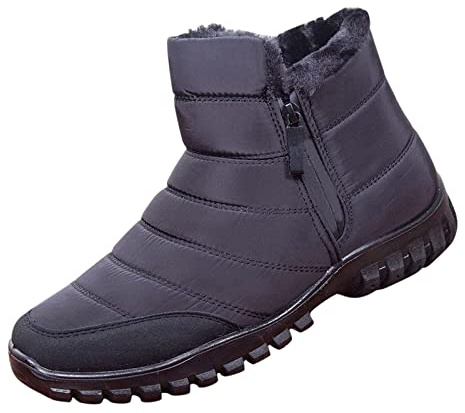 Botas de invierno para hombre, forradas cálidas, botas de invierno, con cremallera, botas de senderismo, antideslizantes, botas de trekking, botas impermeables de lana de árbol de nieve, zapatos de
