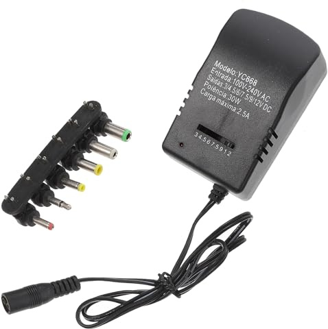 Gatuida Adaptador de Corriente Ajustable 30w 3v-12v Protección contra Sobretensión y Cortocircuitos, Carcasa de Plástico Ecológico, Enchufe Europeo Ac220-240v para Electrodomésticos y PC