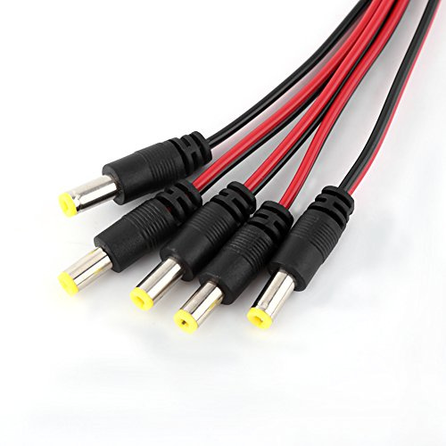 ZASCHMOY 10PCS DC Power Pigtail för Säkerhetskamera | 12V Hane & Hona Strömkontaktkabel | 11 Längd | Polaritetsindikering | Universalkontakt 2,1 Mm X 5,5 Mm