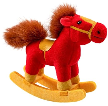 Xgdsnly Peluche Cheval Bascule Animal Peluche Coussin Ornement Décor Simulation Douceur Fonctionnelle Convient à La Fête Du Nouvel An Cadeau pour Ami Décorati, Rouge