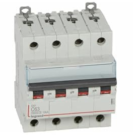 407904 Disjoncteur Tétrapolaire 63a - 4p Courbe C - 6/10ka - à Vis - Legrand Dx3