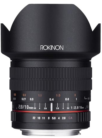Rokinon 10 mm F2.8 ED AS NCS Ultra Weitwinkelobjektiv Canon EF-S Typ für Canon Digital SLR Kameras (10M-C), Schwarz