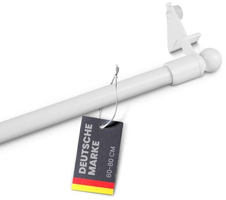 Bestlivings Klemmstange 60-80 cm, ausdrehbar/ausziehbar (Ø8/10mm) Montage ohne Schrauben, Bohren, Kleben - Metall - Gardinenstange in Weiß zum klemmen (Globe)