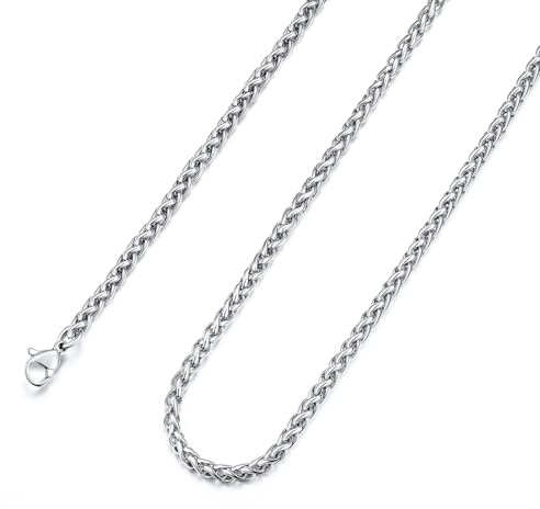 U7 Chaîne pour Homme Argent Collier Homme Acier Inoxydable 55 cm Bijoux Feête des Pères Hip Hop Style