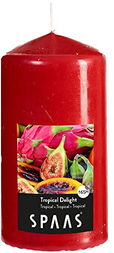 Spaas 0004800.006 Vela Pilar Cilindro 80, 65 Horas-Tropical Delight, Varios, Rojo Vivo, D 80 mm x H 150 mm, 550