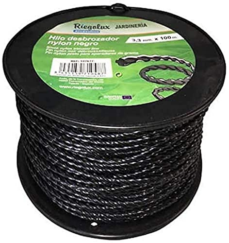 RIEGOLUX Filo decespugliatore nylon elicoidale, nero, 4 mm x 100 m, filo decespugliatore per disco decespugliatore, filo di nylon decespugliatore per tosaerba, giardino ed esterno