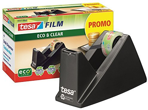 tesa Easy Cut® Tischabroller Economy ecoLogo®, inkl. 1 Rolle tesafilm® / Spar-Set (Abroller + 10 Rollen extra) (2er Set)
