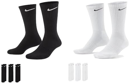 Nike - Pacchetto con 5 paia di calzini da uomo e donna, calzini da tennis, calzini sportivi da corsa, nero/bianco
