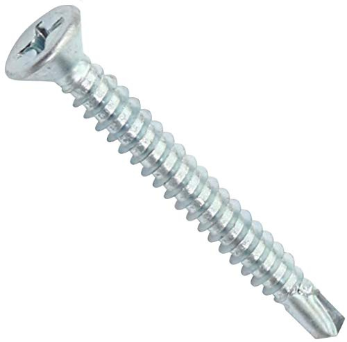 AERZETIX - C44697 - Set di 100 Viti per lamiera autoperforanti Ø4.2x38mm a testa fresata - DIN 7504 P - con impronta PH/cruciforme - in acciaio zincato - lamiera telaio metallico - colore argento