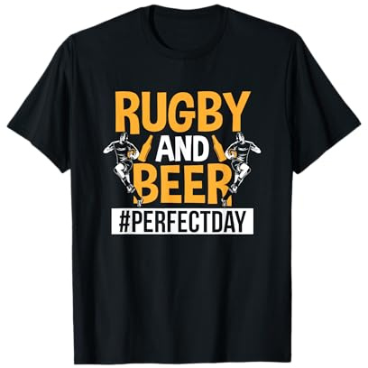Rugby e birra giorno perfetto tifoso di rugby papà di rugby Maglietta