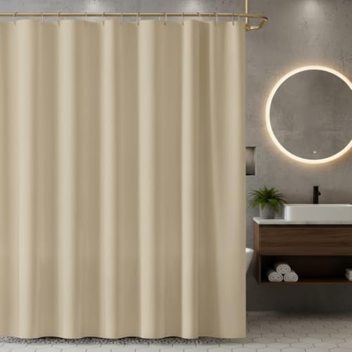 DALINA TEXTIL S.L Cortinas de Ducha, para baño, bañera, Impermeable, Resistente al Moho, Anti Moho y Impermeables 180 x 180 cm (71 x 71 Pulgada) | 100% Polyester - Camello.