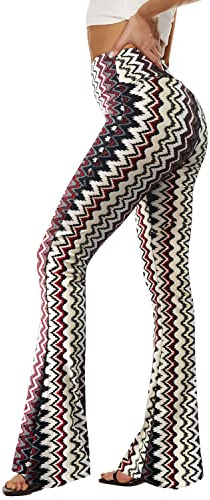 Sundwudu Black Flare Yoga Pants for Women - Soft High Waist Bootcut Leggings Tall & Long Bootleg Pants for Women, 5-retro Burgundy, Large