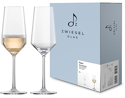 Zwiesel Glas Lot de 2 flûtes à champagne Pure - Élégantes flûtes à champagne avec point de mouture - Verres en cristal Tritan lavables au lave-vaisselle - Fabriqués en Allemagne (n° d'article 122734)