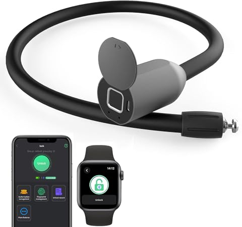 elektronisches Kabelschloss, eLinkSmart Fahrradschloss Fingerabdruck mit Fingerabdruck/Telefon-App, 40cm Länge wasserdicht, Schrankschlösser für Gefrierschrank, Roller, französische Tür, Kühlschrank