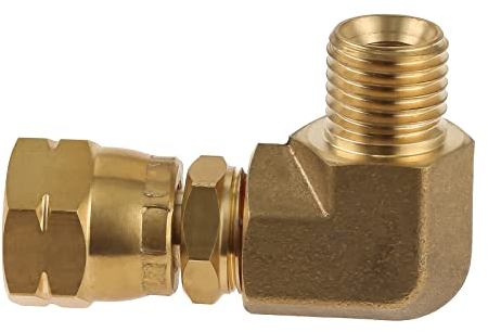 Gas Winkel 90 Grad 1/4 zoll Links Aussen- und Innengewinde Messing Verbindungswinkel Gasschlauch Schnellkupplung für Gas Anschluss, Gaskocher, Gasherd, Grill, Gas Backofen Camping Gasflaschen Adapter