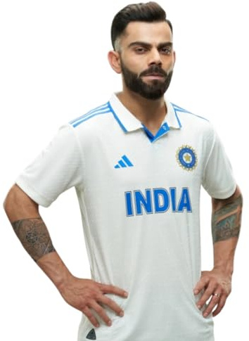 Adidas India Cricket Test Jersey Men (US, Alpha, X-Large, Regular, Regular, White)