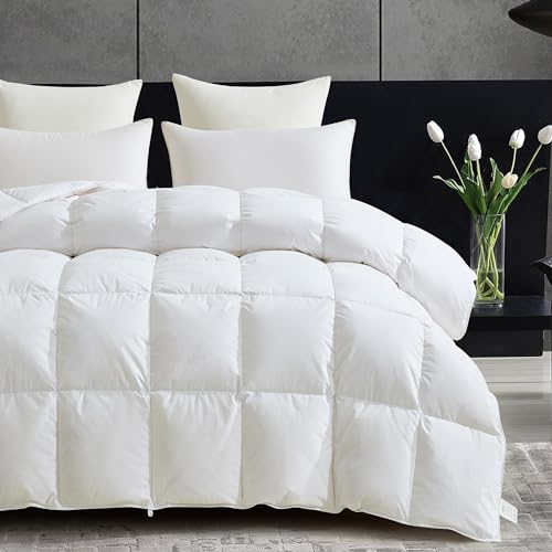 Degrees of Comfort Couette Duvet 135x200cm 90% Duvet 10% Plumes Couette Toute l'année, Housse en 100% Coton, adaptée aux Personnes allergiques, Oeko-Tex Standard 100