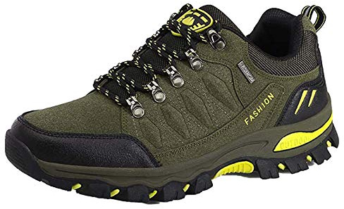 IQYU Scarpe ortopediche da uomo, per attività all'aria aperta, da trekking, leggere, traspiranti, da lavoro, antiscivolo, sportive, impermeabili, da trekking,, Z Versione aggiornata giallo, 43 EU