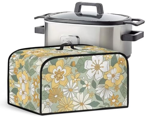 HUISEFOR Daisy Dust Cover for 6-8 Quart Oval Slow Cooker Crock Pot Cover Replacement Floral Kitchen Appliance Cover for Instant Pot, Air Fryer, Pressure Cooker