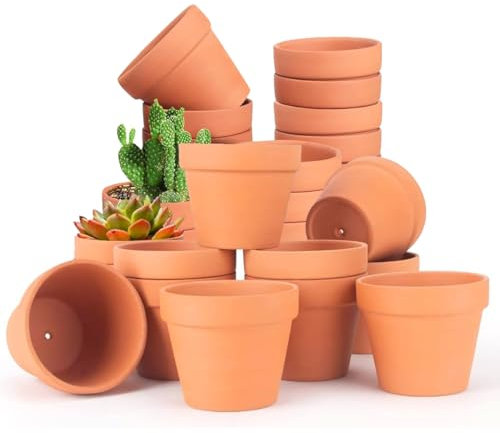 BlinBlin 20 Pack Small Terracotta Pots - 4.8x4cm Clay Plant Pots with Drainage Hole | Breathable Nursery Pots for Succulents, Herbs, Seedlings | Indoor/Outdoor Flower Pots (Natural Clay Color)