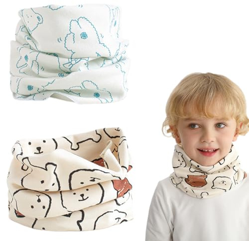 ZEPIQOR 2 Piezas Bufanda Bebé Niños Niñas Pañuelo Cuello Bufanda de Algodón Infantil Calentador de Cuello Otoño Invierno Multipropósito a Prueba de Viento Cálido