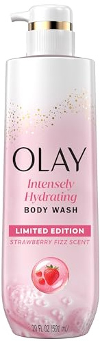 Olay Body Wash for Women, Intensely Hydrating, Pro-Hyaluronic Acid Serum Complex, Renews Moisture, Vitamin B3 Lameller Technology, For All Skin Types, Strawberry Summer Fizz Scent, 20 fl oz