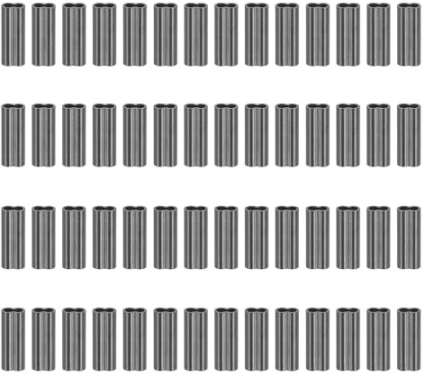 PATIKIL 1,2 mm (3/64) vajer rep ögla hylsa 100 st koppar dubbel hylsa dubbel hylsa för vajer kabelbeslag rigg fisketråd, svart