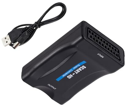 XuQiZZpp Adattatore convertitore da SCART a interfacce multimediali 1080P include cavo di alimentazione USB per collegare vecchi dispositivi a nuovi televisori ad alta definizione di conversione
