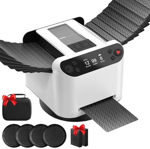 BESTECCT 2026 New Automatic Card Shuffler and Dealer Set with 2 Decks of Playing Cards and Carrying Bag, 3-in-1 Rechargeable Card Shuffler Machine with 4 Remotes, 360°/180° Deal, Supports 12 Players
