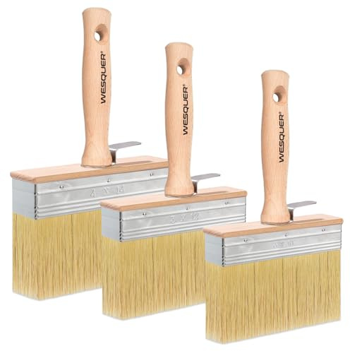 Wesquer Deck Stain Brush 3 Piece Limewash Paint Brush Deck Paint Brush Wood Stain Brushes for Staining Wood Decks Fences Furniture Siding Interior Exterior Projects