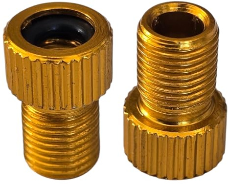 cyclingcolors 2X adaptadores universales válvula Presta Dunlop Schrader Bomba de Aire inflador Bicicleta Color Amarillo