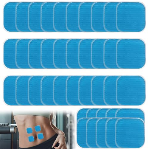 40 gel TENS-stimuleringsdynor 4,5 × 4,5 cm, gel-ersättningsdynor för EMS-stimulering, ersättningselektroder, återanvändbara, självhäftande, hudvänliga, blå