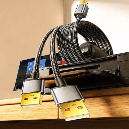Divisor de cable para impresora, con interruptor, 2 en 1 USB B a doble USB A, cable divisor, USB 2.0, 3,5 m, impresora compartida 2 en 1, escáner, dos ordenadores se pueden conectar a un dispositivo