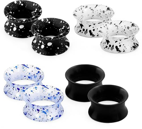 ZENGSING 4 Pairs Soft Silicone Ear Gauges Ear Stretchers Plugs Silicone Ears Plugs Tunnels Double Flared Expander Ears Tunnel Plug Flexible Skin Earlets Stretcher Mix Colors Piercing Jewelry