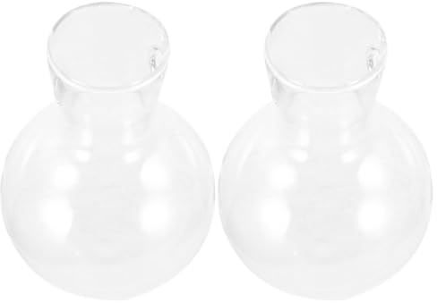 Tofficu Lot de 2 Vases en Verre Borosilicaté Transparents Support en Bois, Pots pour Plantes d'Intérieur Hydroponiques, Terrarium Végétal Décoratif pour Salon et Jardin, Accessoires de