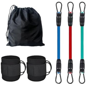 ICDKOYK Bandas de resistencia para tobillos con puños para hombres y mujeres. Entrenamiento con niveles de resistencia ajustables y comodidad. Bandas tobillo para piernas y