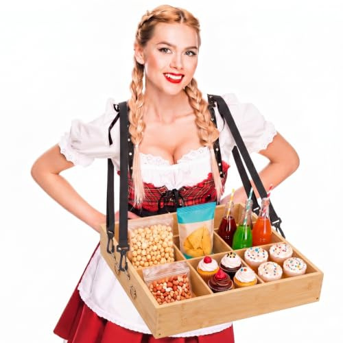 Teenyyou Wooden Snack Trays with Strap,Usherette Trays, Wood, Squares